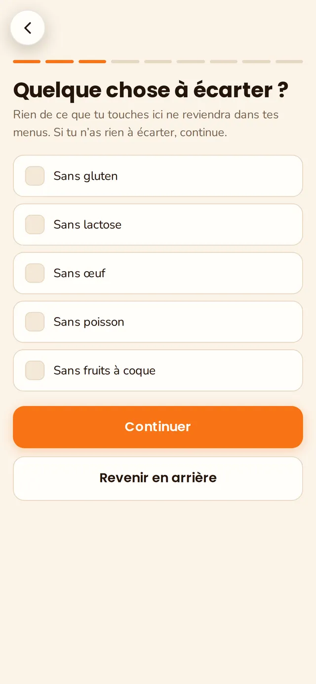 L'écran Quelque chose à écarter